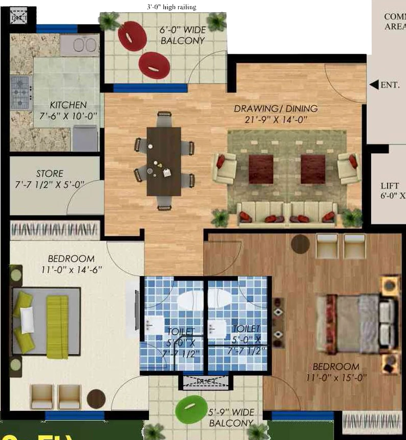 2 BHK Flat in Vision Nirwana Greens 4 in Mohali, Chandigarh - Image 913373