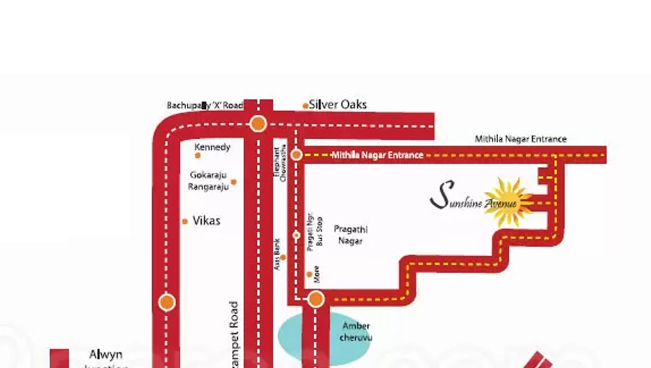 Location of Sri Sunshine Avenue in Pragathi Nagar, Hyderabad - Image 392637