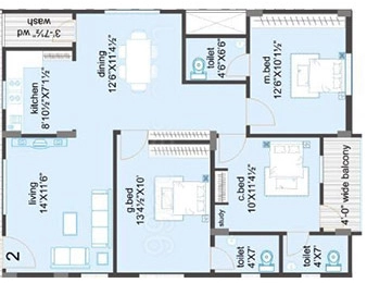 3 BHK Flat in Sridhara And Srinadha Residency in Rai Durg, Hyderabad - Image 913422