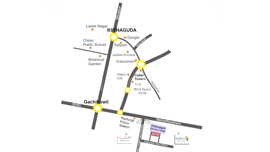 Location of Sridhara And Srinadha Residency in Rai Durg, Hyderabad - Image 392665