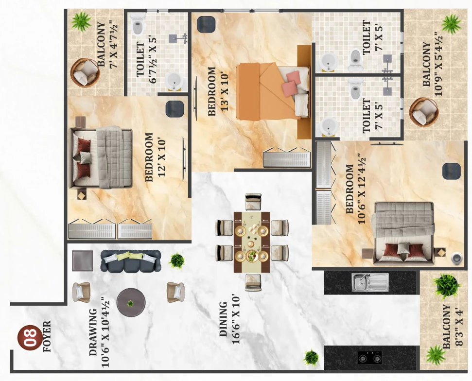 3 BHK Flat in Sukham Ecoworld 5th in Vaishali Nagar Extension, Jaipur - Image 913423
