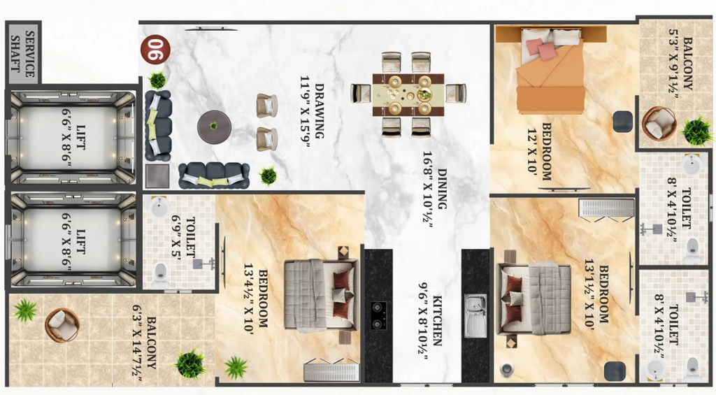 3 BHK Flat in Sukham Ecoworld 5th in Vaishali Nagar Extension, Jaipur - Image 913426