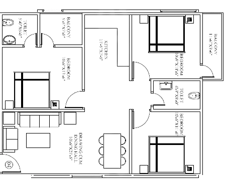 3 BHK Flat in Anshul Mithapur Apartments in Mithapur, Patna - Image 913442
