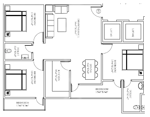 3 BHK Flat in Anshul Mithapur Apartments in Mithapur, Patna - Image 913443
