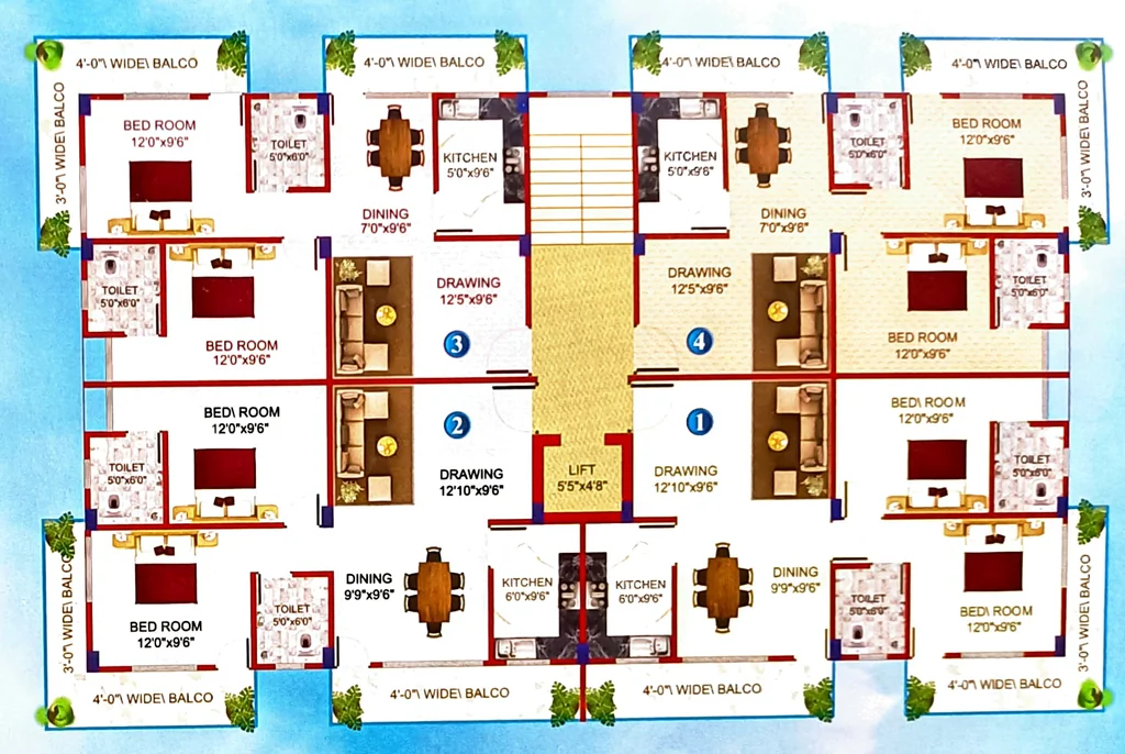 Floor Plan of Gokuldham Vateshwar Residency in Ranipur, Patna - Image 393029
