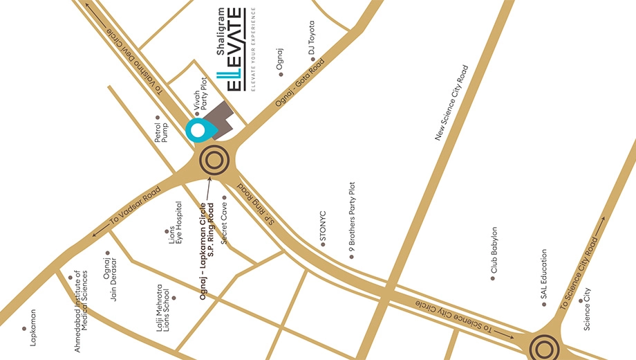 Location of Shaligram Elevate in Ognaj, Ahmedabad - Image 392809