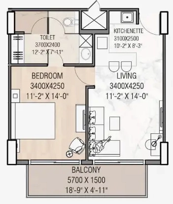 1 BHK Flat in NBCC Dream Valley Highlife in Techzone 4, Greater Noida - Image 913474