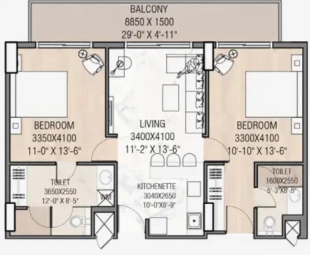 2 BHK Flat in NBCC Dream Valley Highlife in Techzone 4, Greater Noida - Image 913475