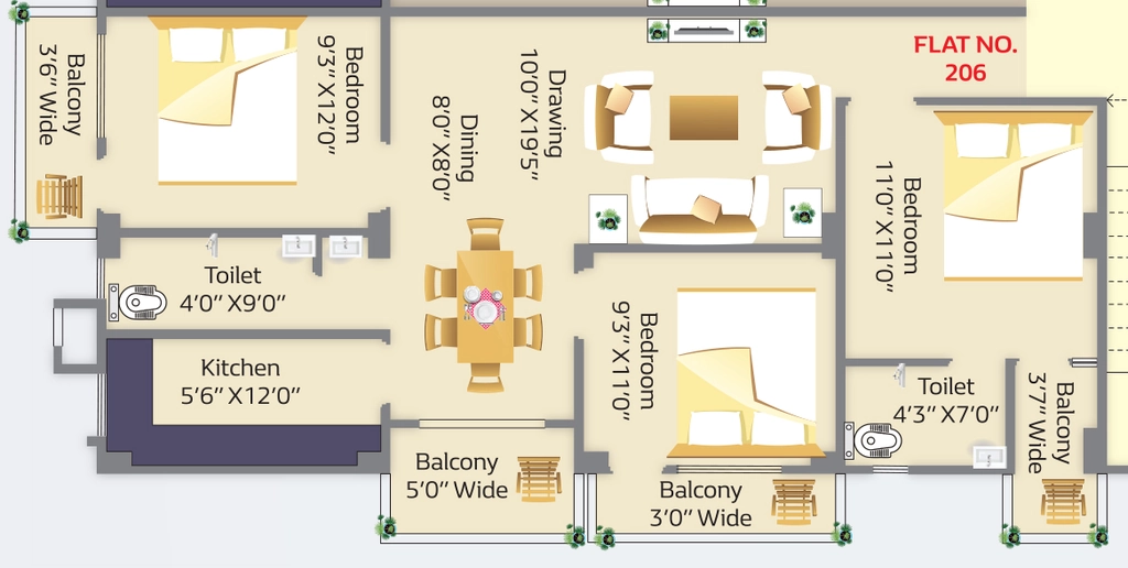 3 BHK Flat in Metro Manglam Apartment in Khemnichak, Patna - Image 913507