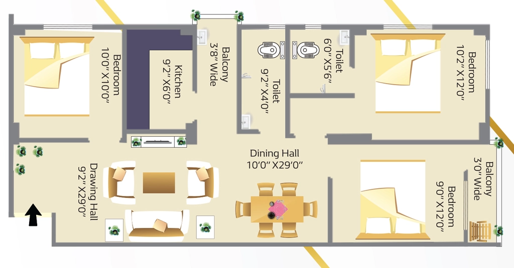 3 BHK Flat in Metro Manglam Apartment in Khemnichak, Patna - Image 913506