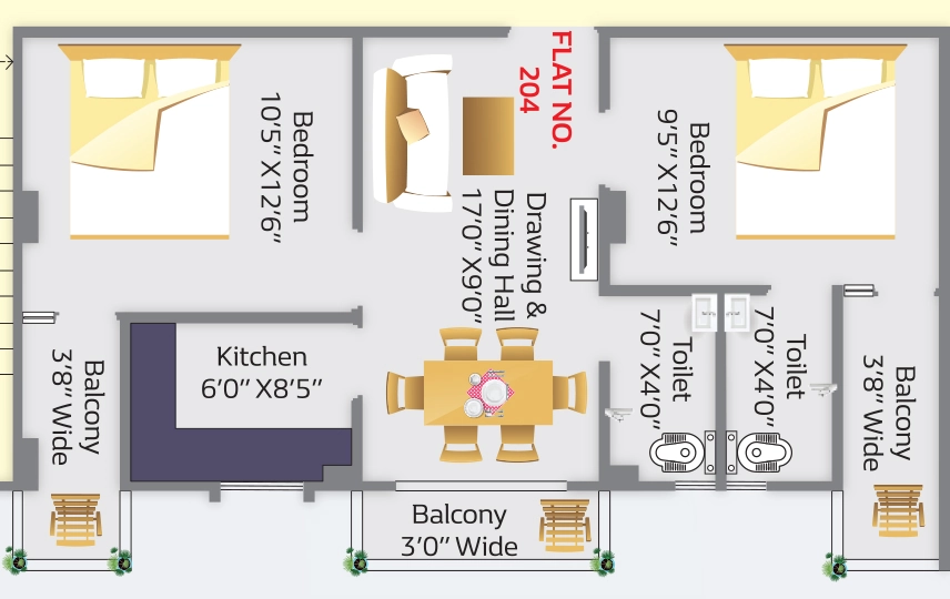 2 BHK Flat in Metro Manglam Apartment in Khemnichak, Patna - Image 913505