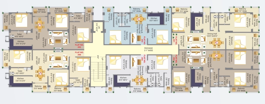 Floor Plan of Metro Manglam Apartment in Khemnichak, Patna - Image 393048