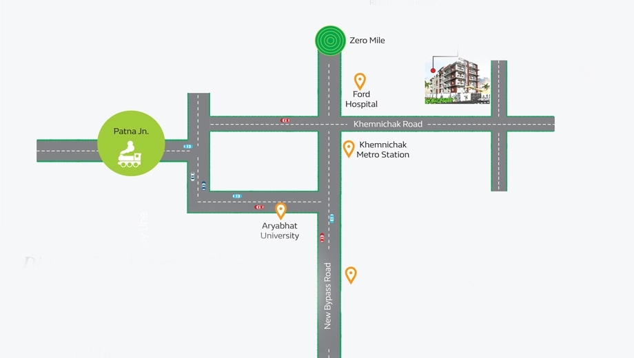 Location of Metro Manglam Apartment in Khemnichak, Patna - Image 393047