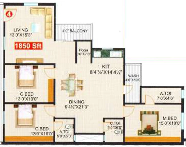 3 BHK Flat in Surya Saketh Classic in Nizampet, Hyderabad - Image 913619
