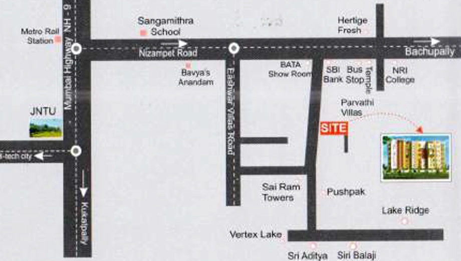 Location of Surya Saketh Classic in Nizampet, Hyderabad - Image 393115