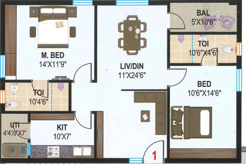 2 BHK Flat in M S Crown in Yapral, Hyderabad - Image 913610