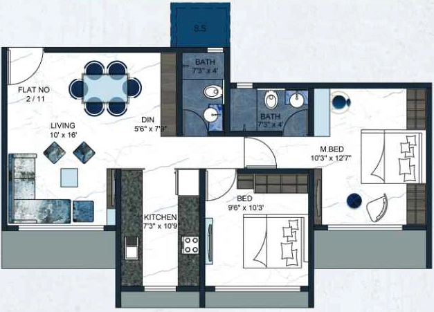 2 BHK Flat in Happy Sarvoday Marvel in Kalyan West, Thane - Image 913585