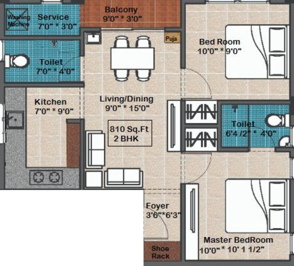 2 BHK Flat in Vedic Park Vista 1 in Sholinganallur, Chennai - Image 913629