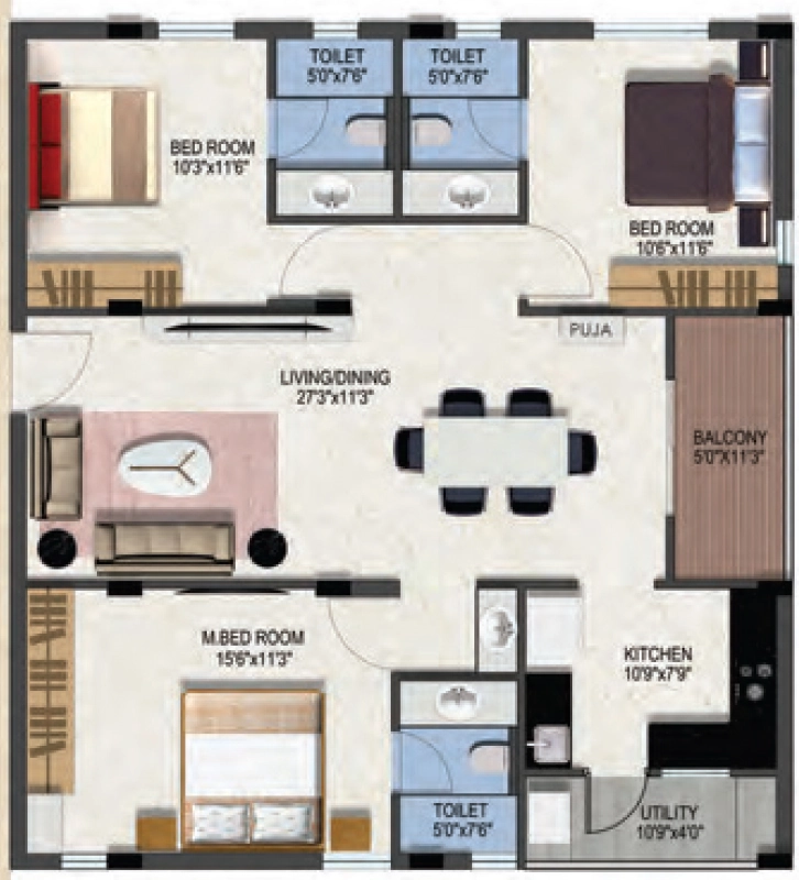 3 BHK Flat in MAK BTR Serenity in Thummaloor, Hyderabad - Image 913640