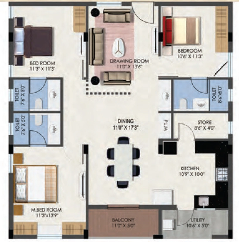 3 BHK Flat in MAK BTR Serenity in Thummaloor, Hyderabad - Image 913642