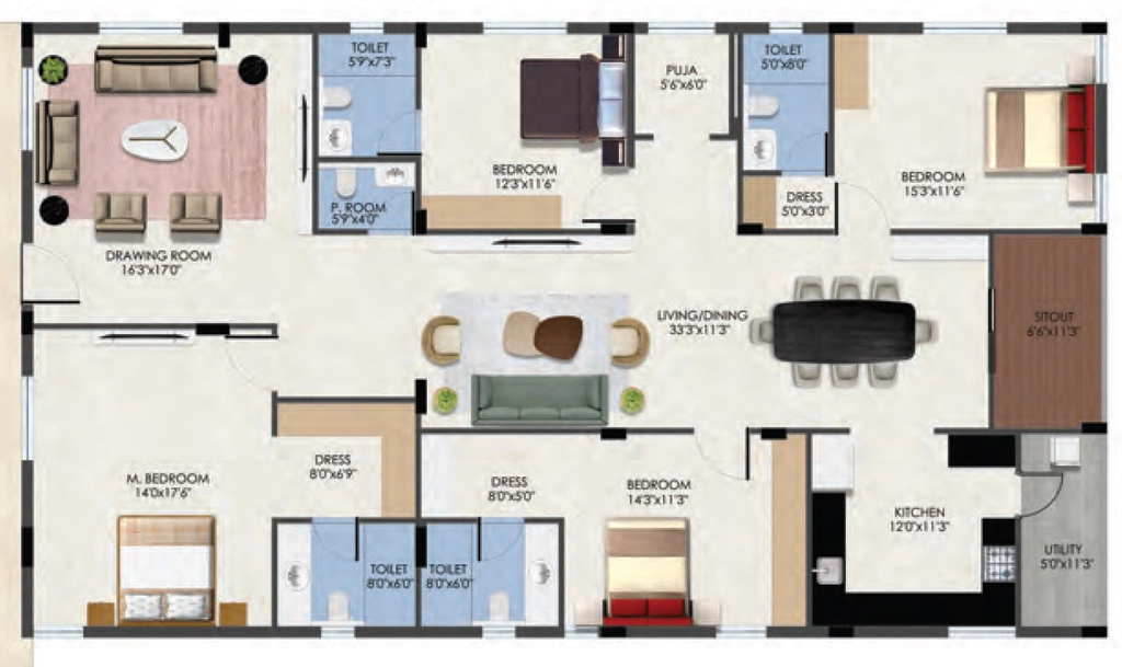 4 BHK Flat in MAK BTR Serenity in Thummaloor, Hyderabad - Image 913655