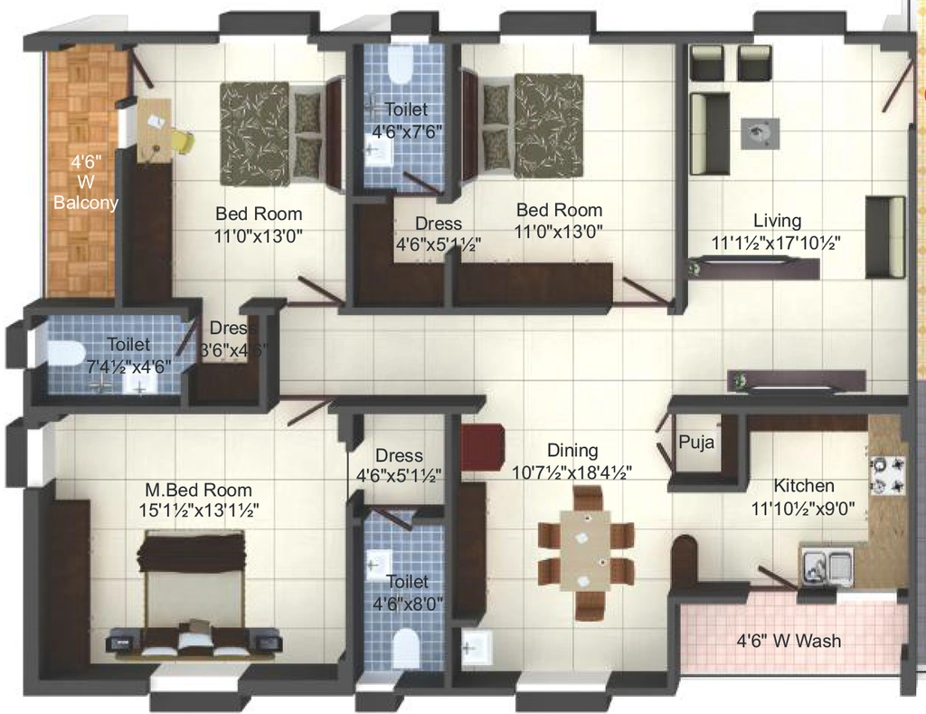 3 BHK Flat in Sai Shraddha Hill Top in Pragathi Nagar, Hyderabad - Image 913637