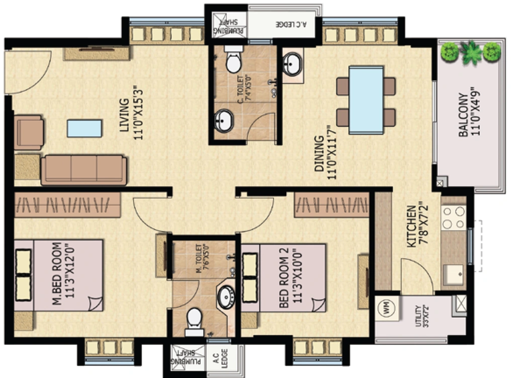 2 BHK Flat in Raheja Vistas Elite in Nacharam, Hyderabad - Image 913630