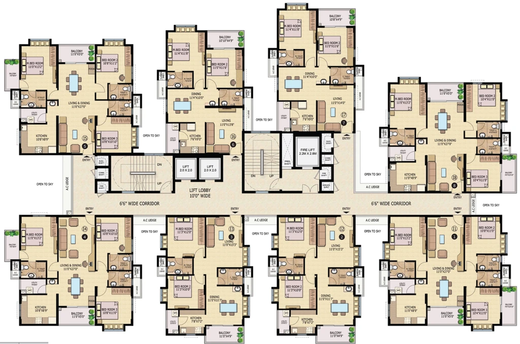 Floor Plan of Raheja Vistas Elite in Nacharam, Hyderabad - Image 393169
