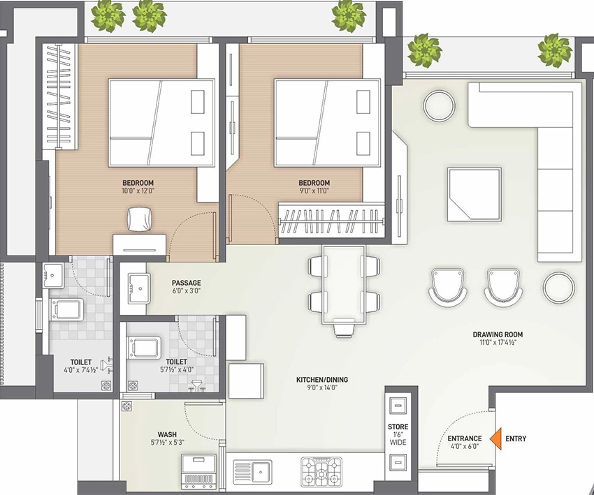 2 BHK Flat in Yogeshwar Karnavati Paradise in New Maninagar, Ahmedabad - Image 913685