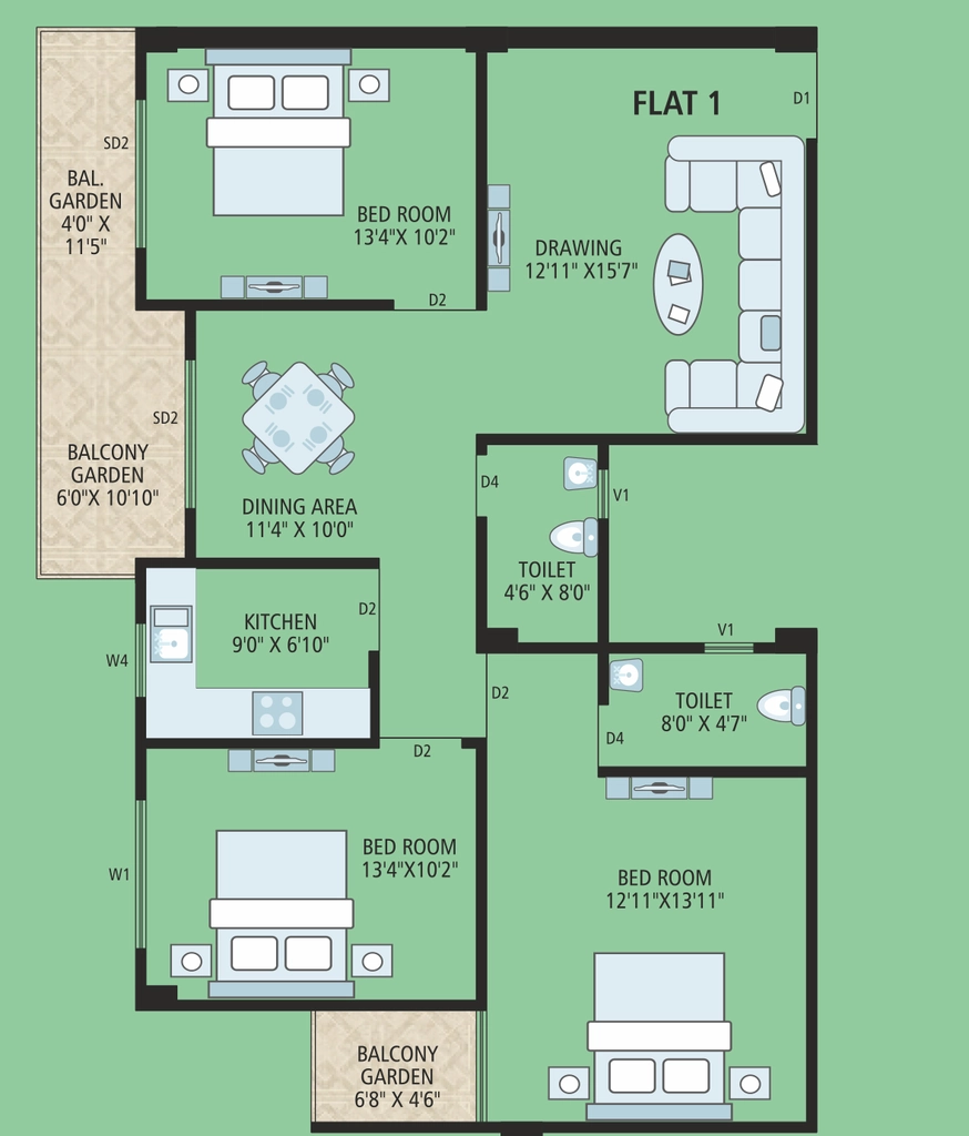 3 BHK Flat in First Homes Digha Orchid in Ashiana Nagar, Patna - Image 913700