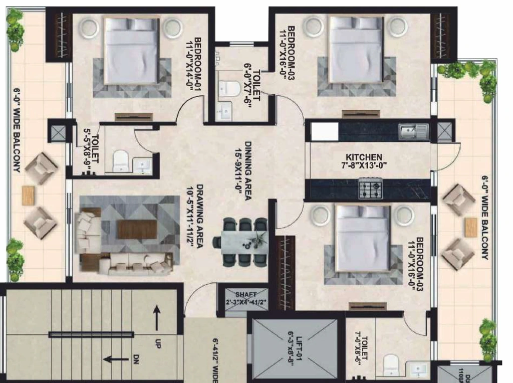 3 BHK Flat in Krishna Atlantis Grand in Zirakpur, Chandigarh - Image 913704