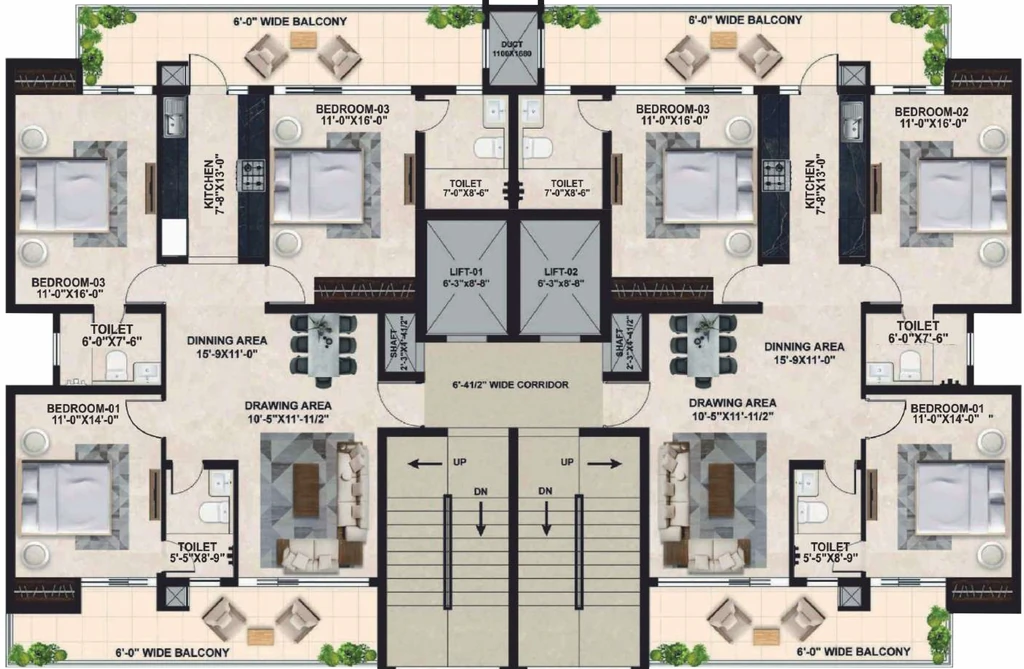 Floor Plan of Krishna Atlantis Grand in Zirakpur, Chandigarh - Image 393325