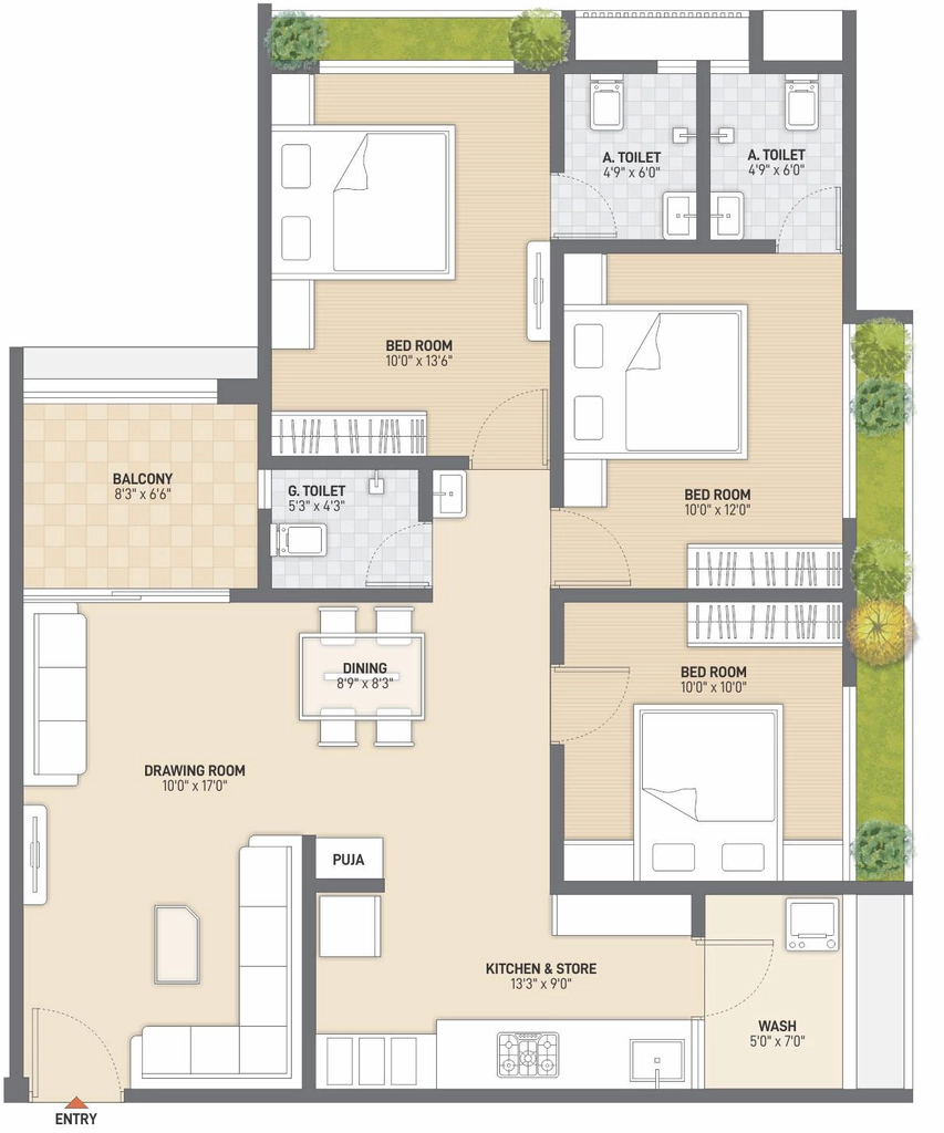 3 BHK Flat in Shiv Ananta in Nigam Nagar, Ahmedabad - Image 913838
