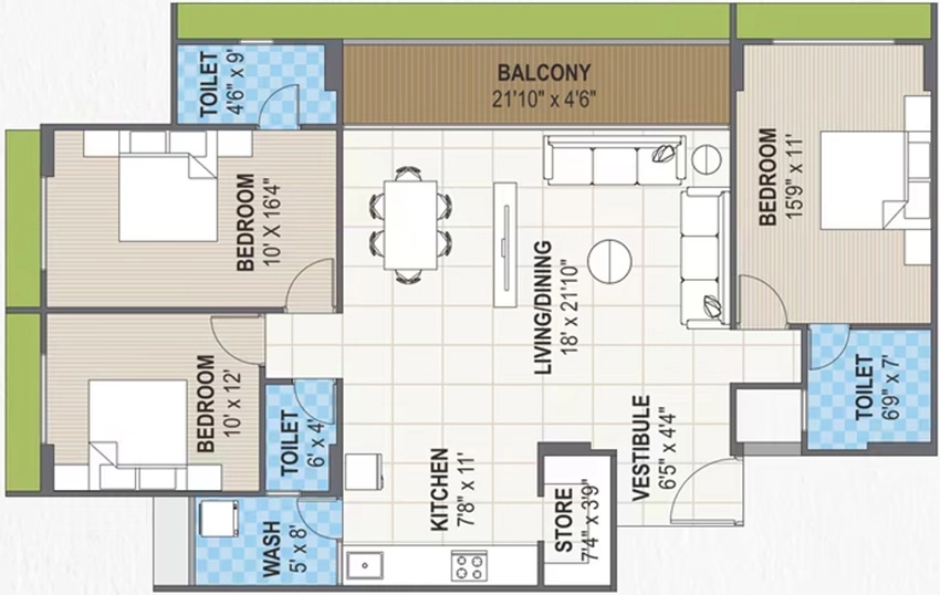 3 BHK Flat in Shyam 95 in Hathijan, Ahmedabad - Image 913737