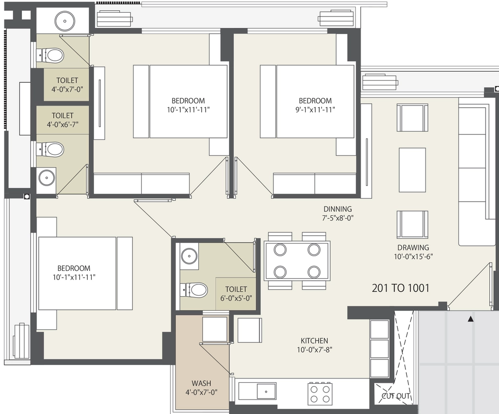 3 BHK Flat in Samarth Omkar Parisar in Chandkheda, Ahmedabad - Image 913837