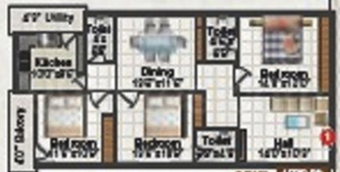 2 BHK Flat in Vasanthaa Happy Homes Nest in Miyapur, Hyderabad - Image 913778