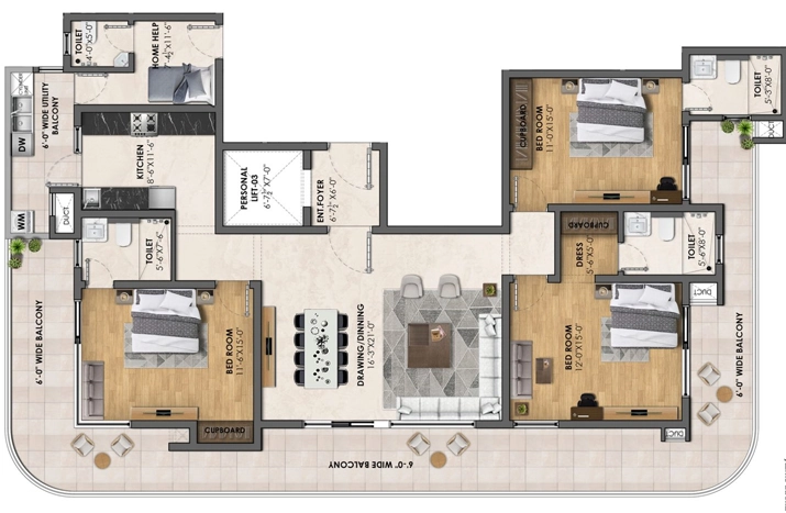 3 BHK Flat in Krishna Atlantis Three Sixty in Zirakpur, Chandigarh - Image 913743