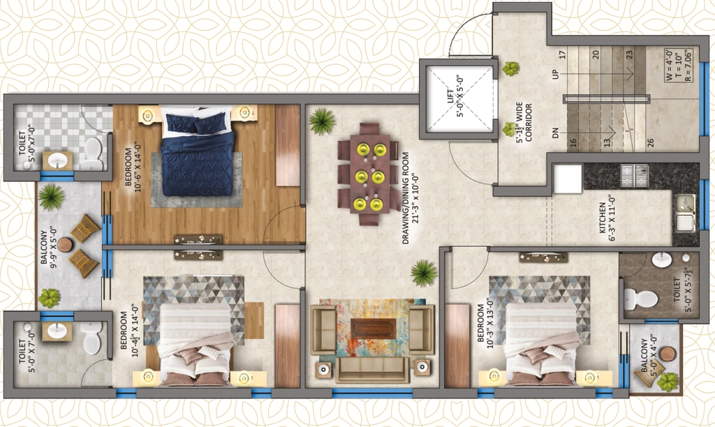 3 BHK Flat in Aura Home in Zirakpur, Chandigarh - Image 913747