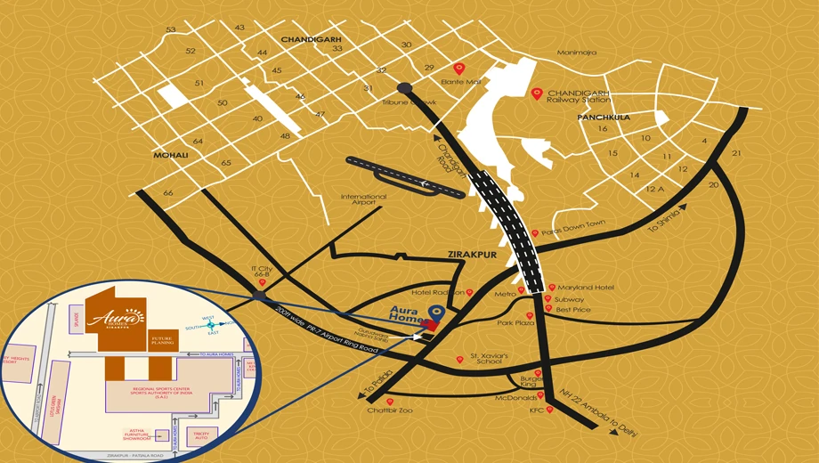 Location of Aura Home in Zirakpur, Chandigarh - Image 393428