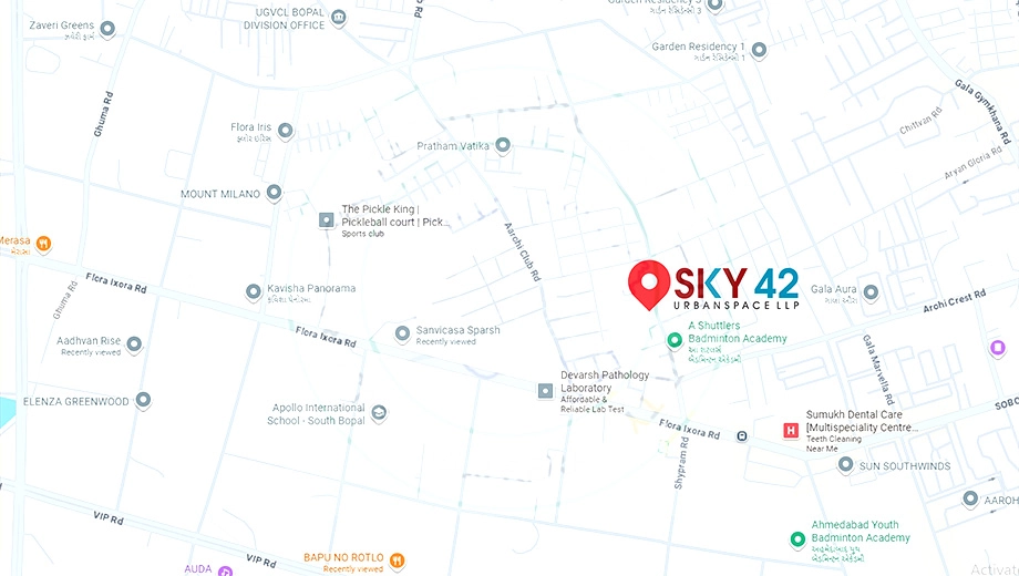 Location of Commercial Sky 42 in Bopal, Ahmedabad - Image 393465