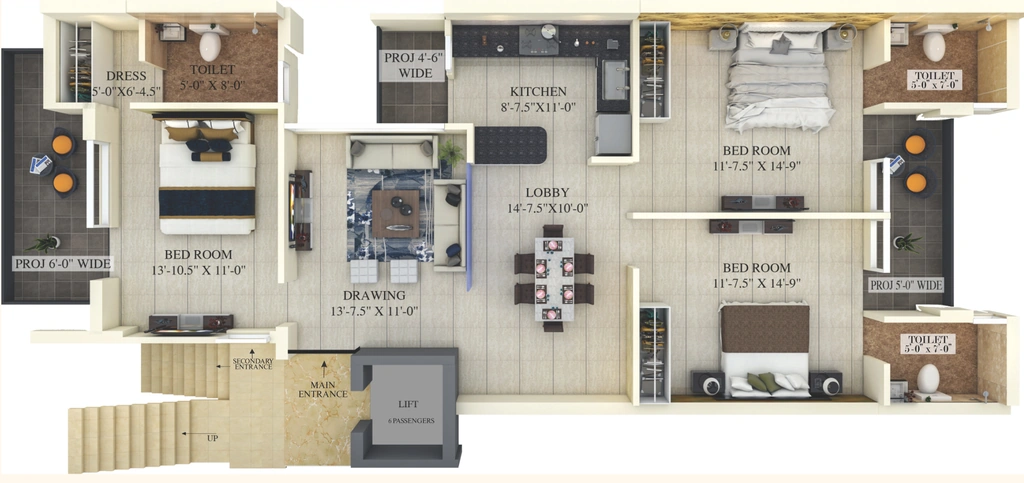 3 BHK Flat in CRD Golden Castle in Zirakpur, Chandigarh - Image 913773
