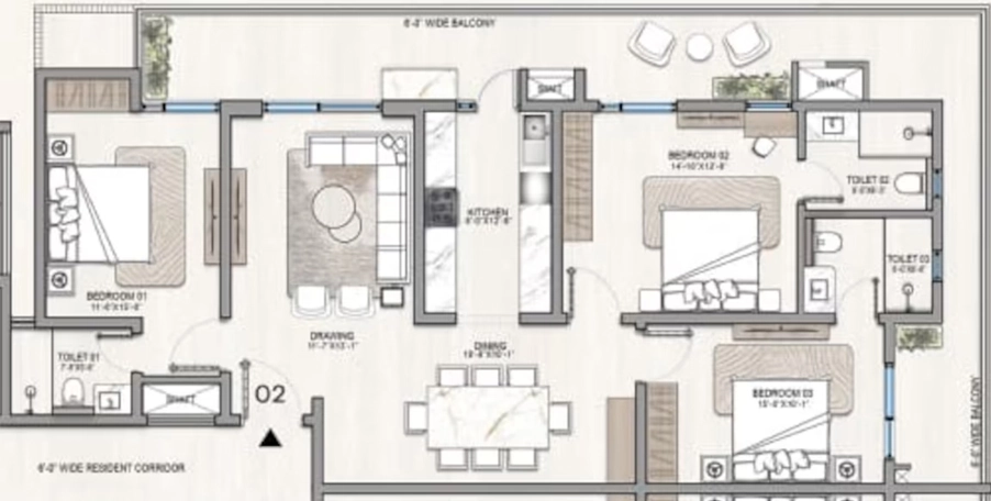 3 BHK Flat in KS ONE-O-8 in Zirakpur, Chandigarh - Image 913807