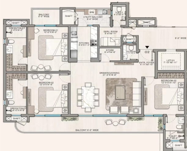 3 BHK Flat in KS ONE-O-8 in Zirakpur, Chandigarh - Image 913809