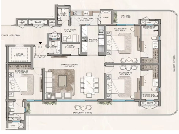 3 BHK Flat in KS ONE-O-8 in Zirakpur, Chandigarh - Image 913810