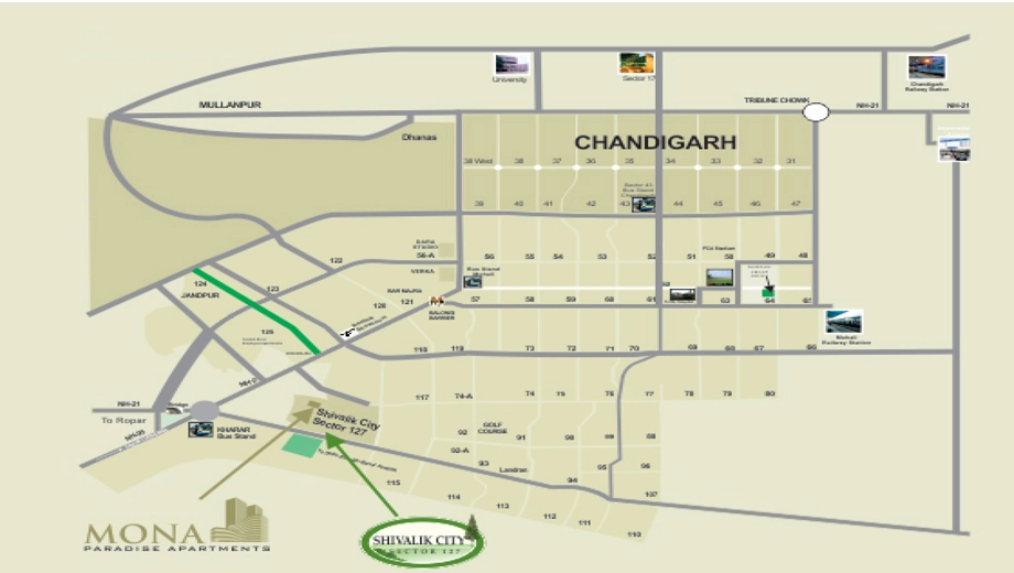 Location of Mona Paradise Apartments in Zirakpur, Chandigarh - Image 393614