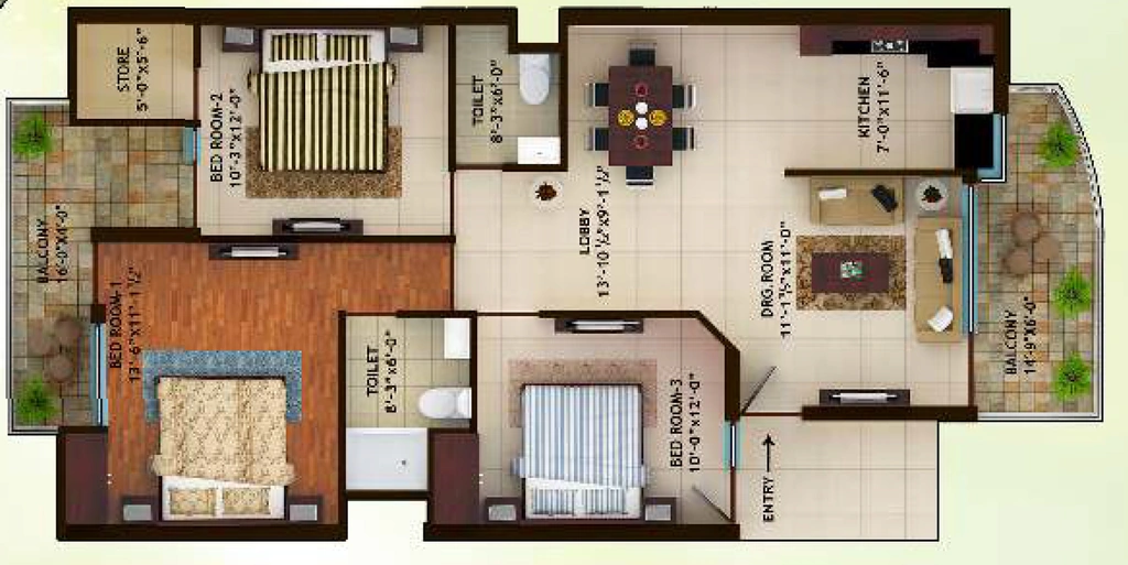 3 BHK Flat in G And G Myst Homes in Zirakpur, Chandigarh - Image 913817