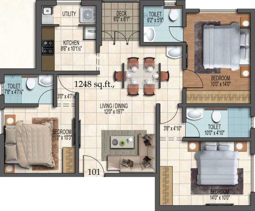 3 BHK Flat in Green The Palms in Valasaravakkam, Chennai - Image 913824