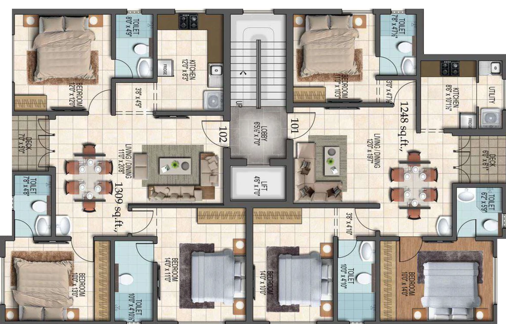 Floor Plan of Green The Palms in Valasaravakkam, Chennai - Image 393660