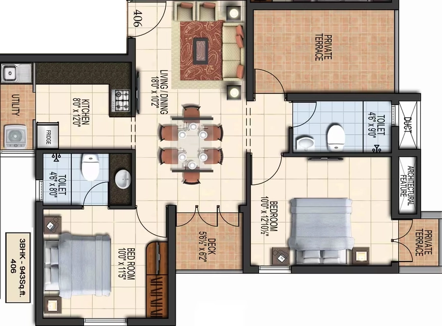 2 BHK Flat in Green Aalam in Perungudi, Chennai - Image 913827