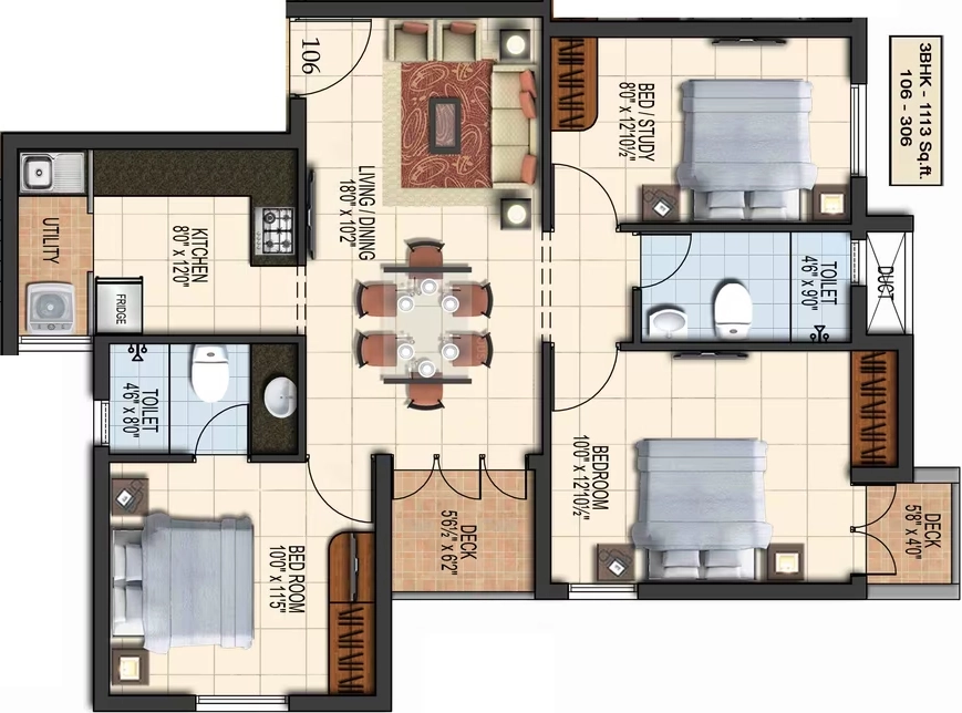 3 BHK Flat in Green Aalam in Perungudi, Chennai - Image 913828